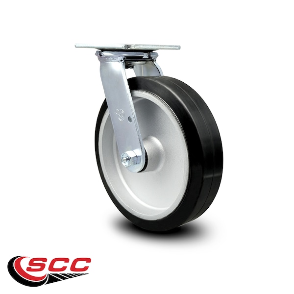8 Inch Rubber on Aluminum Wheel Swivel Caster with Ball Bearing